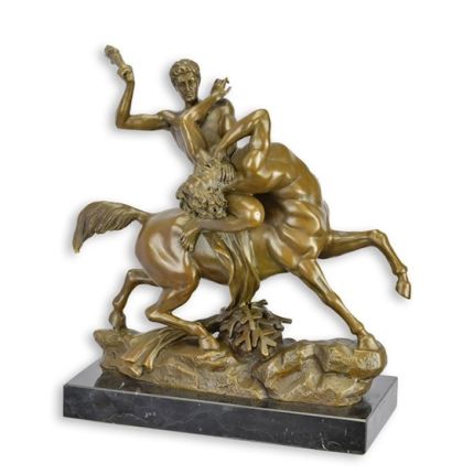 Bronzefigur - Kampfszene Theseus mit Bianor - Mythologie - H. 24,7 cm