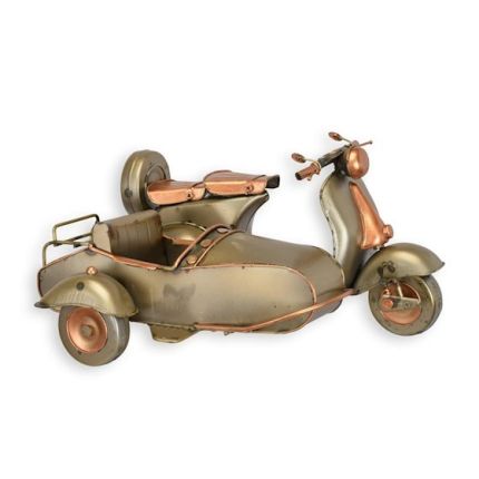 Miniaturmodell Motorroller mit Seitenwagen, Zinkblech, A TIN MODEL OF A SCOOTER WITH SIDE CAR