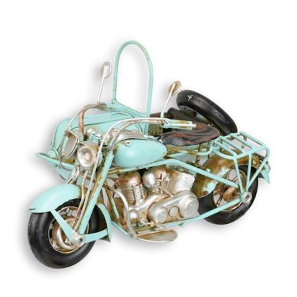 Miniaturmodell Motorrad mit Seitenwagen - Länge 20,2 cm - Blechmodell