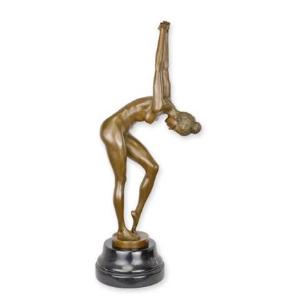 Bronzefigur weiblicher Akt, A BRONZE SCUPTURE OF A FEMALE NUDE STRETCHING