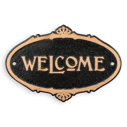 Gusseisenschild, A CAST IRON "WELCOME" SIGN COLOR BLACK - GOLD