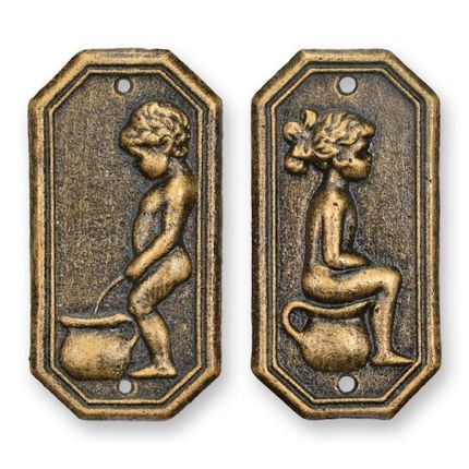 Gusseisen-Türschilder - WC-Schilder mit Mädchen und Junge - Höhe 17,2 cm