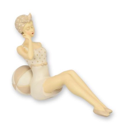 Frau im Badeanzug - Retro-Stil - H. 15,3 cm - Polyresin