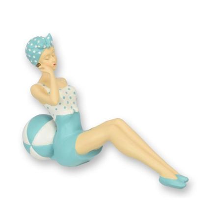 Polyresinfigur Frau im Badeanzug - Retro-Stil - H. 15,3 cm