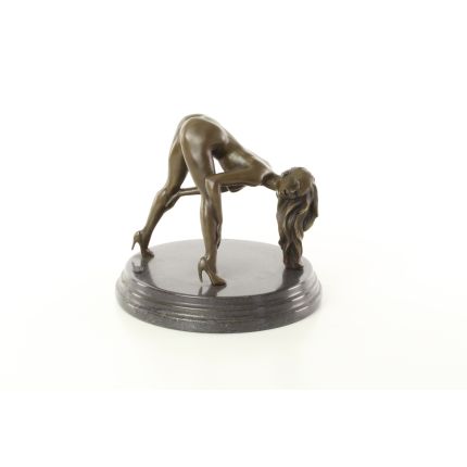 Erotische Bronzefigur - nackte Frau in High Heels - Höhe 18,1 cm