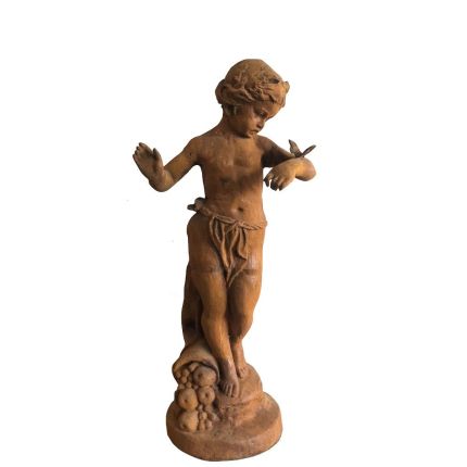 Gusseisen Figur, Junge mit  Schmetterling,  Gartendekoration, Dekoration