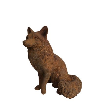 Gusseisen Figur, sitzender Fuchs, rostfarben, Tierfigur, Tier