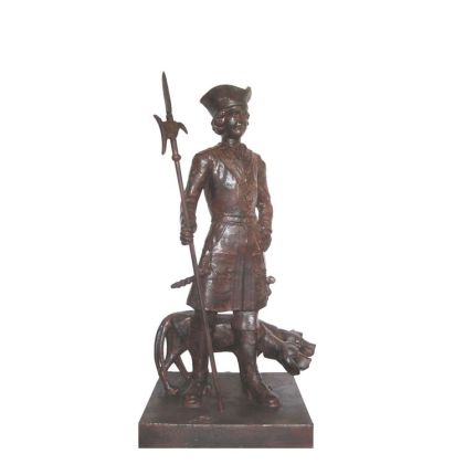 Gusseisen Figur, Wächter / Soldat mit 2 Hunden,  Gartendekoration, Dekoration, Statue