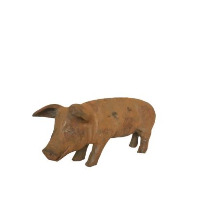 Gusseisen Figur, großes Ferkel, Schwein, rostfarben, Tierfigur, Tier