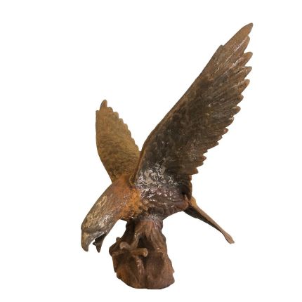 Gusseisen Figur, Adler auf Felsen, links, Tierfigur, Tier