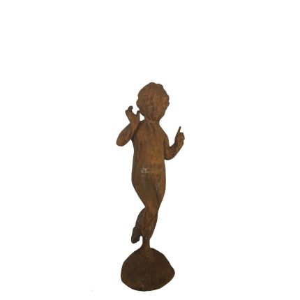 Gusseisen Figur, kleiner Junge auf Untergrund, Gartendekoration, Dekoration, Statue