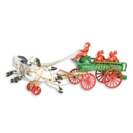 Gusseisen-Miniatur - Pferdewagen der Feuerwache - Länge 52 cm - mehrfarbig