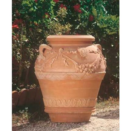 Impruneta Terracotta, Orcio Mediceo ornato fatto a mano, Ölkrug, Pflanzgefäß