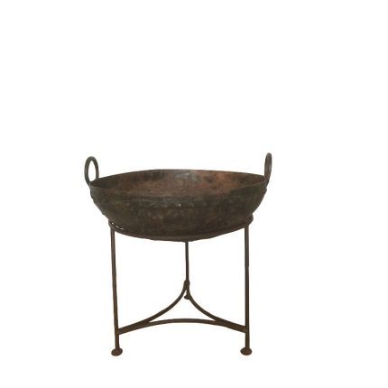 Feuerschale, Eisenpfanne auf Füßen, Durchmesser 110-130 cm, Kadai, Gartendekoration