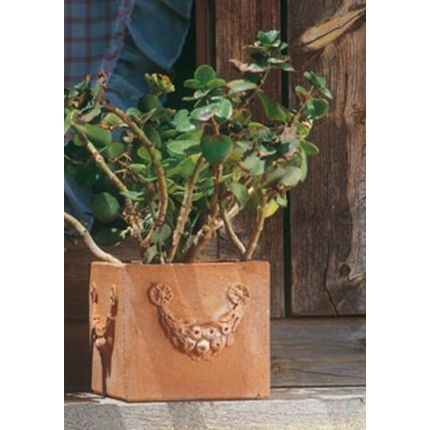 Impruneta Terracotta, Quadrato con festoni, eckiger Pflanztopf, Blumentopf