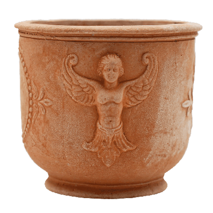 Impruneta Terracotta, Vaso con arpie, modernes Pflanzgefäß, Blumentopf