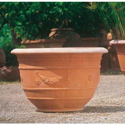 Impruneta Terracotta, Conca romana con festoni, Blumentopf, Pflanzgefäß, Becken