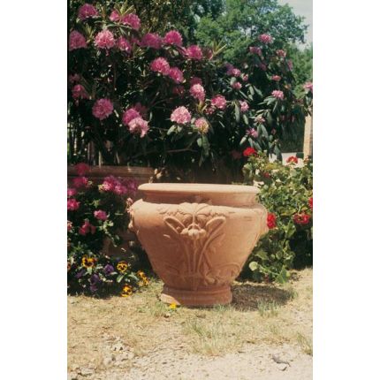 Impruneta Terracotta, Vaso liberty con fragole, Blumentopf, Krug, verziertes Gefäß