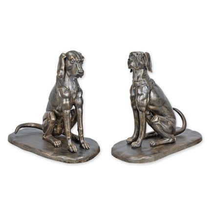 2er-Set Bronzefiguren sitzende Hunde