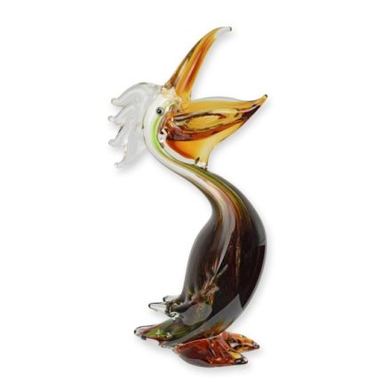 Glastierfigur Pelikan im Murano-Stil, A MURANO STYLE GLASS FIGURINE OF A PELICAN