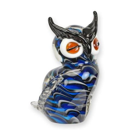 Glastierfigur Eule im Murano-Stil, A MURANO STYLE GLASS FIGURINE OF AN OWL