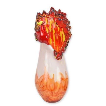 Glasvase mit Pfau als Dekor im Murano-Stil, modern, A MURANO STYLE GLASS VASE WITH PEACOCK