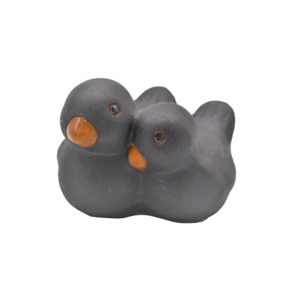 Vogelpärchen - L. 9 cm - anthrazit - Terracotta