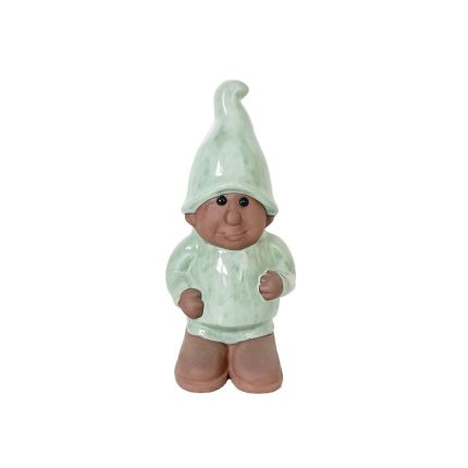 Wichtel, stehend - H.  33 cm - Terracotta, glasiert- Heritage Garden - lindgrün