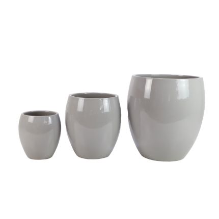 Pflanzvase Home & Garden, glasiert, rund, schlicht, hellgrau