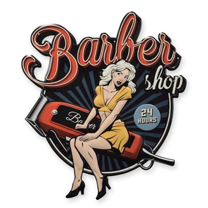 Geprägtes Blechschild, AN EMBOSSED TIN PLATE - BARBER SHOP