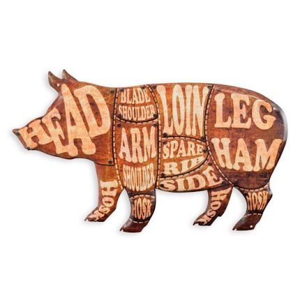 Geprägtes Blechschild, AN EMBOSSED TIN PLATE - PORK PARTS