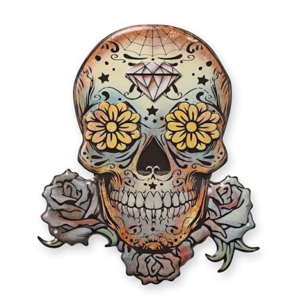 Geprägtes Blechschild, AN EMBOSSED TIN PLATE - DÍA DE LOS MUERTOS SKULL