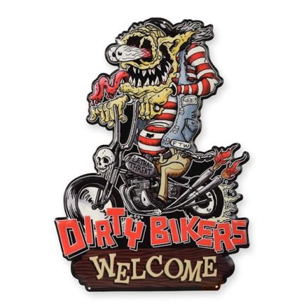 Geprägtes Blechschild, AN EMBOSSED TIN PLATE - DIRTY BIKERS WELCOME