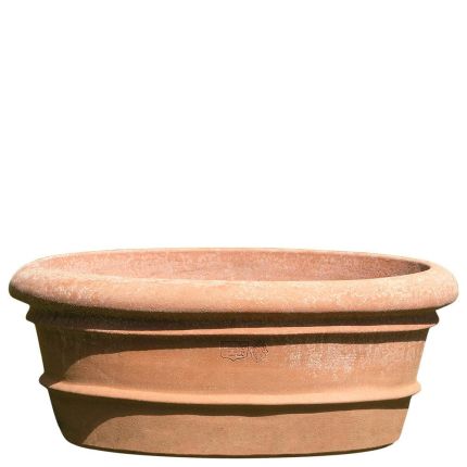 Impruneta Terracotta - Ovaler Pflanztopf - Farben terracotta / grau