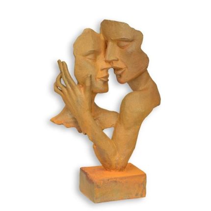 Dekofigur liebevolles Paar - H. 29,9 cm - Gusseisen - rostige Oberfläche