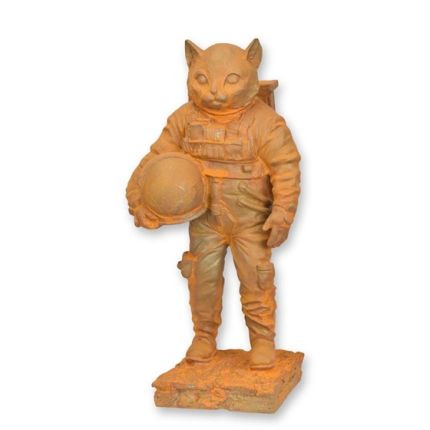 Astronauten-Katze - H. 36,7 cm - Gusseisen - rostige Oberfläche