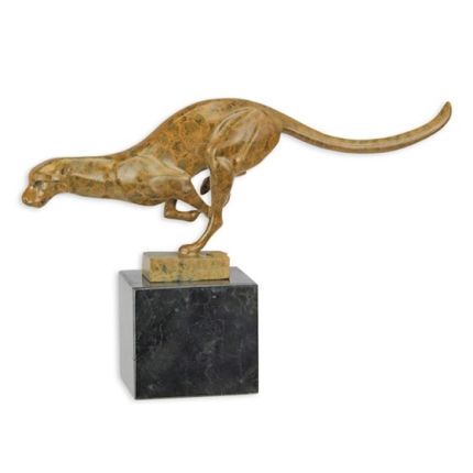 Bronzetierfigur Jaguar, A BRONZE SCULPTURE OF A RUNNING COUGAR