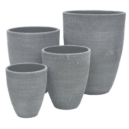 Pflanzvase Painted Dusty Grey - rund - grau - 4 Größen