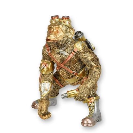 Steampunkfigur Schimpanse - H. 20,3 cm - Polyresin