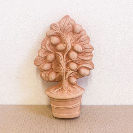 Wandreliefbild Zitronenbaum - Galestro Terracotta - H. 29 cm