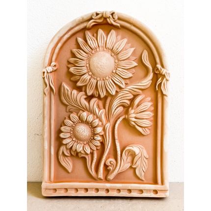 Galestro Terracotta, Pannello Girasoli, Wandbild mit Sonnenblumen Dekoration, Relief