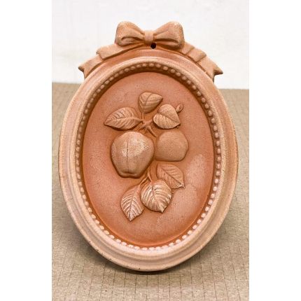 Galestro Terracotta, Ovalini Mela, Wandbild Apfel, oval, Dekoration, Relief