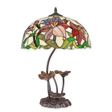 Tiffany-Tischlampe - Blumendekor - Höhe 59,5 cm 