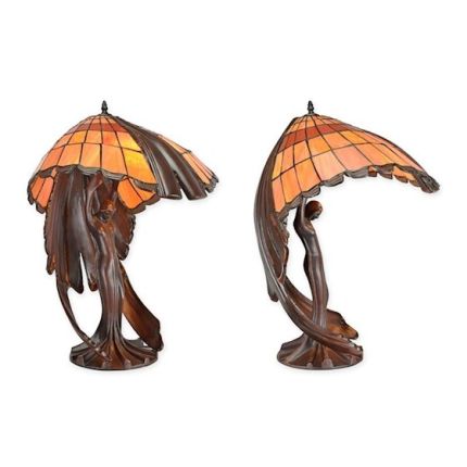 Tiffany-Tischlampe - Höhe 65 cm - mit Frauenfigur