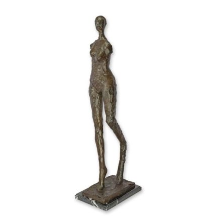 Moderne Bronzefigur - gehende Frau - H. 97 cm