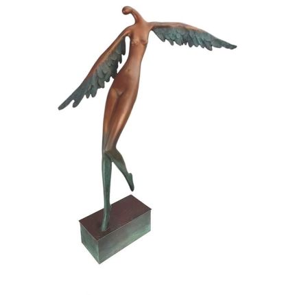 Moderne Bronzefigur Engel, A MODERNIST BRPONZE SCULPTURE OF AN ANGEL