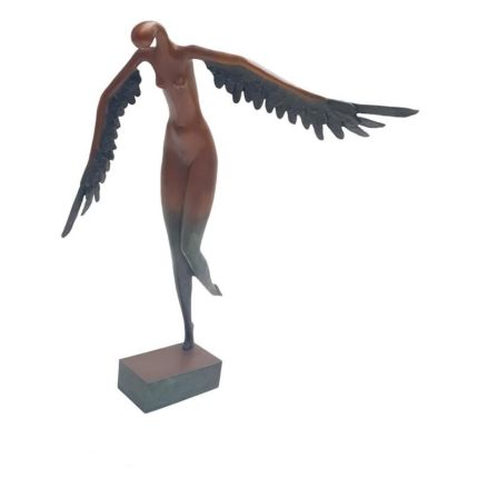 Moderne Bronzefigur Engel, A MODERNIST BRONZE SCULPTURE OF AN ANGEL