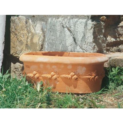 Impruneta Terracotta, Tinozza ovale con frutta, ovales Pflanzgefäß