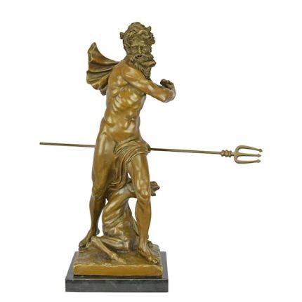 Bronzefigur Neptun mit Seepferd - H. 57,1 cm - Sammelfigur