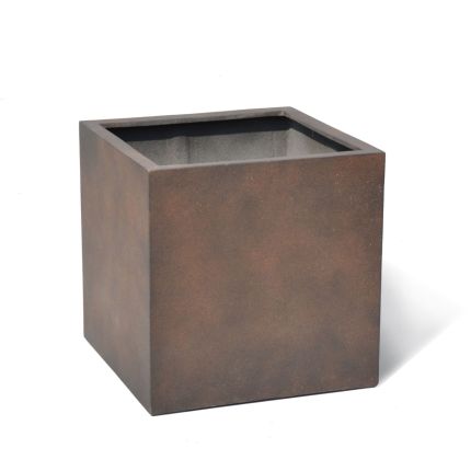 Blumenkasten EasyLite Cubo, Fiberglas, viereckig, Farbe Rusty Iron, Gartengefäß, Pflanztopf, Übertopf, Blumentopf, Vierecktopf